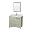Custom image for Light Green with Brushed Nickel Trim / White Carrara Marble, Rectangular Sink / 24