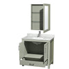 Custom image for Light Green with Brushed Nickel Trim / White Carrara Marble, Rectangular Sink / Medicine Cabinet