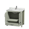 Custom image for Light Green with Brushed Nickel Trim / White Carrara Marble, Rectangular Sink / No Mirror
