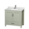 Custom image for Light Green with Brushed Nickel Trim / White Carrara Marble, Rectangular Sink / No Mirror