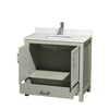 Custom image for Light Green with Brushed Nickel Trim / Giotto Quartz, Rectangular Sink / No Mirror