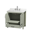Custom image for Light Green with Brushed Nickel Trim / Giotto Quartz, Rectangular Sink / No Mirror