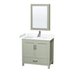 Custom image for Light Green with Brushed Nickel Trim / White Cultured Marble, Rectangular Sink / Medicine Cabinet