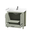 Custom image for Light Green with Brushed Nickel Trim / White Cultured Marble, Rectangular Sink / No Mirror