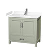 Custom image for Light Green with Brushed Nickel Trim / White Cultured Marble, Rectangular Sink / No Mirror