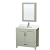 Custom image for Light Green with Brushed Nickel Trim / White Quartz, Rectangular Sink / Medicine Cabinet