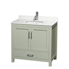 Custom image for Light Green with Brushed Nickel Trim / White Quartz, Rectangular Sink / No Mirror