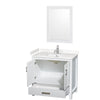 Custom image for White with Brushed Chrome Trim / Carrara Cultured Marble, Rectangular Sink / 24