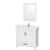 Custom image for White with Brushed Chrome Trim / Carrara Cultured Marble, Rectangular Sink / 24