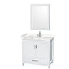 Custom image for White with Brushed Chrome Trim / Carrara Cultured Marble, Rectangular Sink / Medicine Cabinet