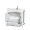 Custom image for White with Brushed Chrome Trim / Carrara Cultured Marble, Rectangular Sink / No Mirror