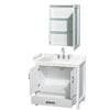 Custom image for White with Brushed Chrome Trim / Carrara Cultured Marble, Rectangular Sink / Medicine Cabinet