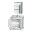 Custom image for White with Brushed Chrome Trim / White Carrara Marble, Oval Sink / Medicine Cabinet