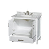 Custom image for White with Brushed Chrome Trim / White Carrara Marble, Oval Sink / No Mirror