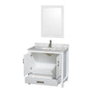 Custom image for White with Brushed Chrome Trim / White Carrara Marble, Rectangular Sink / 24