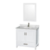 Custom image for White with Brushed Chrome Trim / White Carrara Marble, Rectangular Sink / 24