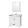 Custom image for White with Brushed Chrome Trim / White Carrara Marble, Rectangular Sink / Medicine Cabinet