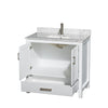 Custom image for White with Brushed Chrome Trim / White Carrara Marble, Rectangular Sink / No Mirror