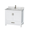 Custom image for White with Brushed Chrome Trim / White Carrara Marble, Rectangular Sink / No Mirror