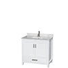 Custom image for White with Brushed Chrome Trim / White Carrara Marble, Rectangular Sink / Medicine Cabinet