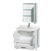 Custom image for White with Brushed Chrome Trim / Giotto Quartz, Rectangular Sink / Medicine Cabinet