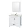 Custom image for White with Brushed Chrome Trim / Giotto Quartz, Rectangular Sink / Medicine Cabinet