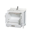 Custom image for White with Brushed Chrome Trim / Giotto Quartz, Rectangular Sink / No Mirror