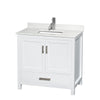 Custom image for White with Brushed Chrome Trim / Giotto Quartz, Rectangular Sink / No Mirror