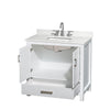 Custom image for White with Brushed Chrome Trim / Giotto Quartz, Rectangular Sink / No Mirror