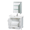 Custom image for White with Brushed Chrome Trim / White Cultured Marble, Rectangular Sink / Medicine Cabinet
