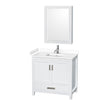 Custom image for White with Brushed Chrome Trim / White Cultured Marble, Rectangular Sink / Medicine Cabinet