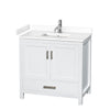 Custom image for White with Brushed Chrome Trim / White Cultured Marble, Rectangular Sink / No Mirror