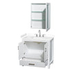 Custom image for White with Brushed Chrome Trim / White Cultured Marble, Rectangular Sink / Medicine Cabinet