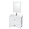 Custom image for White with Brushed Chrome Trim / White Quartz, Rectangular Sink / Medicine Cabinet