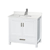 Custom image for White with Brushed Chrome Trim / White Quartz, Rectangular Sink / No Mirror