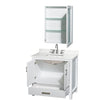 Custom image for White with Brushed Chrome Trim / White Quartz, Rectangular Sink / Medicine Cabinet