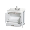 Custom image for White with Brushed Chrome Trim / White Quartz, Rectangular Sink / No Mirror
