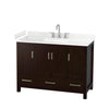 Custom image for Espresso with Brushed Chrome Trim / Carrara Cultured Marble, Rectangular Sink / No Mirror