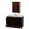 Custom image for Espresso with Brushed Chrome Trim / White Carrara Marble, Oval Sink / Medicine Cabinet