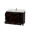 Custom image for Espresso with Brushed Chrome Trim / White Carrara Marble, Rectangular Sink / No Mirror