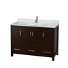 Custom image for Espresso with Brushed Chrome Trim / White Carrara Marble, Rectangular Sink / No Mirror
