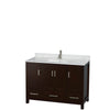 Custom image for Espresso with Brushed Chrome Trim / White Carrara Marble, Rectangular Sink / Medicine Cabinet