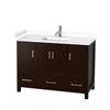 Custom image for Espresso with Brushed Chrome Trim / White Cultured Marble, Rectangular Sink / No Mirror