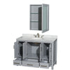 Custom image for Gray with Brushed Chrome Trim / White Carrara Marble, Oval Sink / Medicine Cabinet