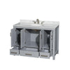 Custom image for Gray with Brushed Chrome Trim / White Carrara Marble, Oval Sink / No Mirror