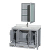 Custom image for Gray with Brushed Chrome Trim / White Carrara Marble, Rectangular Sink / Medicine Cabinet