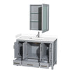 Custom image for Gray with Brushed Chrome Trim / White Cultured Marble, Rectangular Sink / Medicine Cabinet