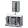 Custom image for Gray with Brushed Chrome Trim / White Cultured Marble, Rectangular Sink / Medicine Cabinet