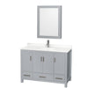 Custom image for Gray with Brushed Chrome Trim / White Quartz, Rectangular Sink / Medicine Cabinet