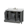 Custom image for Dark Gray with Brushed Chrome Trim / White Carrara Marble, Oval Sink / No Mirror